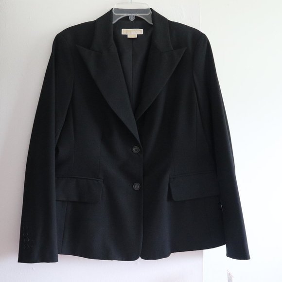 Michael Kors Suit Jacket 12 Blazer Black Stretch Two Button Women`s New - Picture 1 of 4